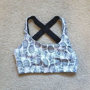Love Fitness Apparel black and white Pineapple Sports Bra size medium